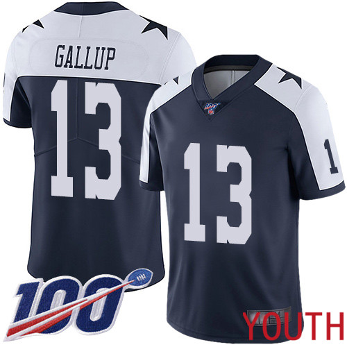 Youth Dallas Cowboys Limited Navy Blue Michael Gallup Alternate 13 100th Season Vapor Untouchable Throwback NFL Jersey